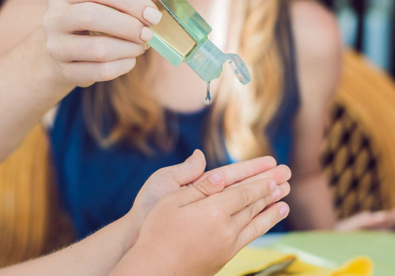 Hand sanitiser or sanitising wipes Hand sanitiser or sanitising wipes